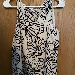 Nine West Black and White Floral Tank Top